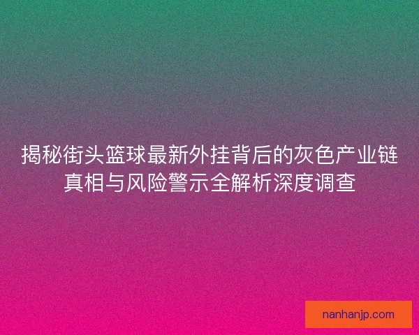 揭秘街头篮球最新外挂背后的灰色产业链真相与风险警示全解析深度调查